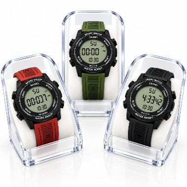 Suggestion

Three digital sports watches with clear plastic protective cases, displayed on a white surface against a white background.